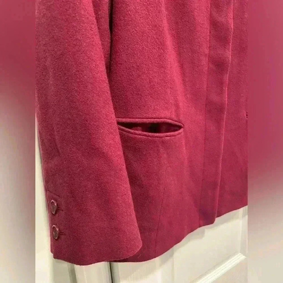 VTG L.L. Bean Cashmere Wool Lined Wine Blazer Pea Coat Button Down 80s Size 14P - Picture 8 of 11